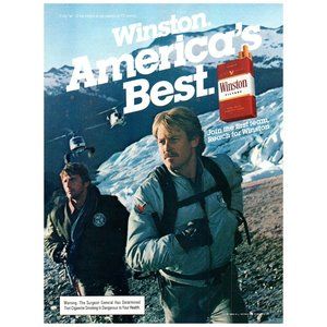 1984 Winston Cigarettes America's Best Vintage Print Ad Mountain Helicopter Art